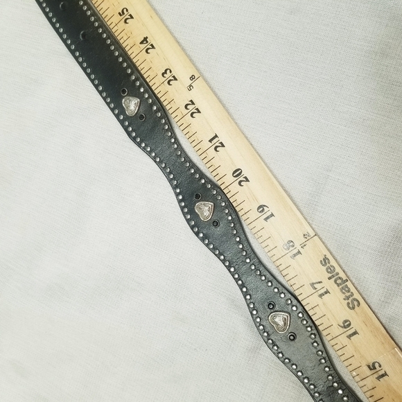 Noosa western studded belt black heart concho leather size 28 NO BUCKLE‎ - Picture 11 of 13